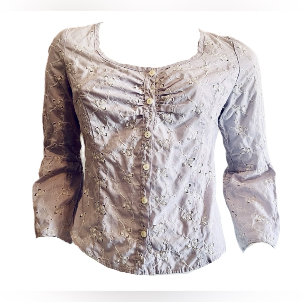 Anna Sui Violet Embroidered Top